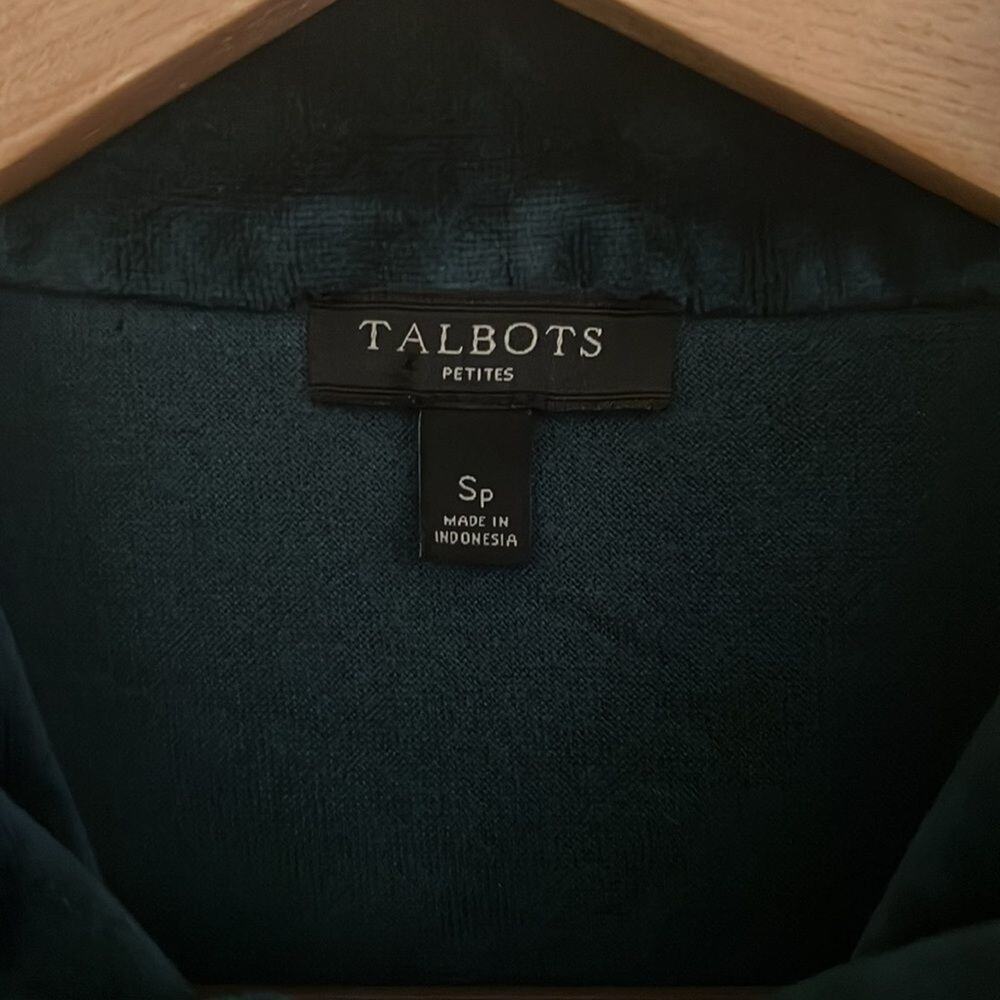 Talbots green velour zip up jacket size petite small - Picture 3 of 10